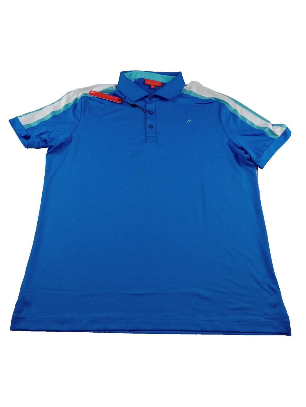 Redvanly Sevigne Polo Shirt Mens Large Blue Teal Stripe Zip Performance Golf L